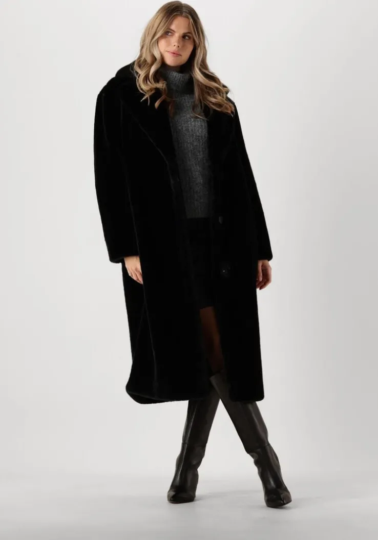 zwarte stand studio faux fur jas maria coat soft