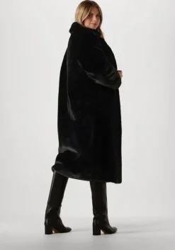 zwarte stand studio faux fur jas maria coat soft