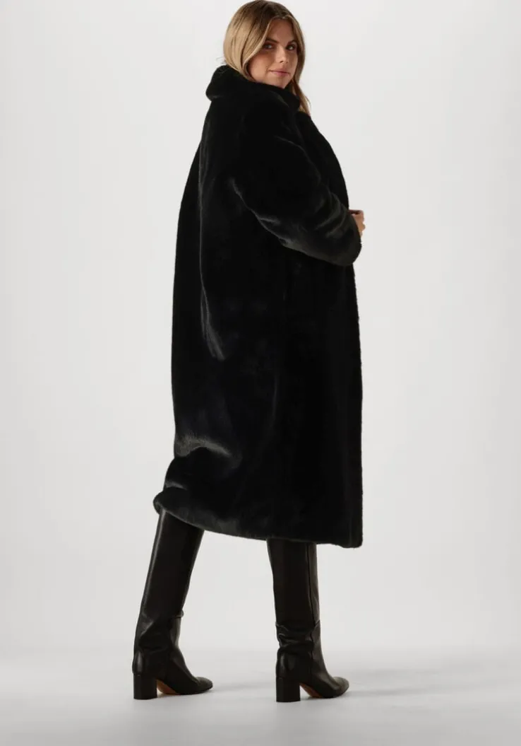 zwarte stand studio faux fur jas maria coat soft