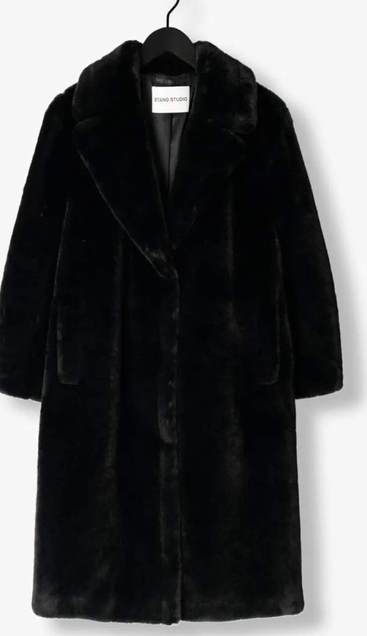 zwarte stand studio faux fur jas maria coat soft