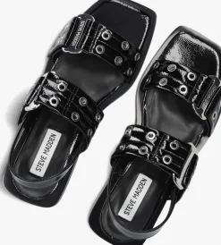 zwarte steve madden platte sandalen saria-e