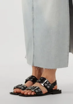 zwarte steve madden platte sandalen saria-e