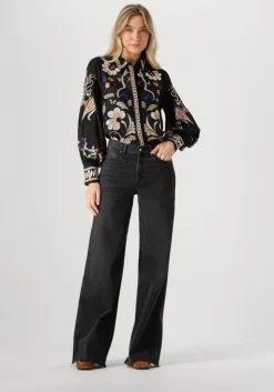 zwarte summum blouses blouse embroirered voile