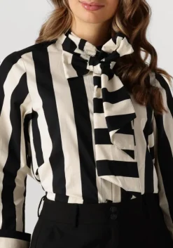 zwarte summum blouses blouse bow stripe printed