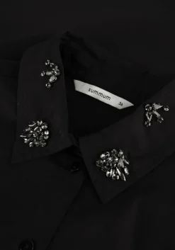 zwarte summum blouses blouse crispy poplin diamants