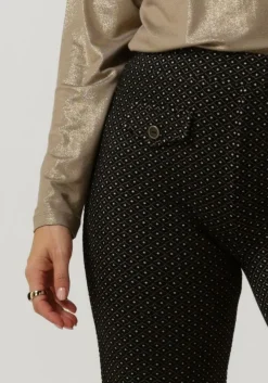 zwarte summum flared broek flared pants mini pattern jacquard