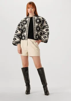 zwarte summum jack short round neck jacket geo aztek