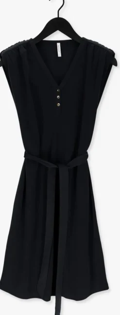 zwarte summum midi jurk dress washed modal pique