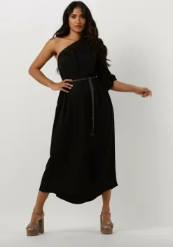 zwarte summum midi jurk dress quinty silky touch