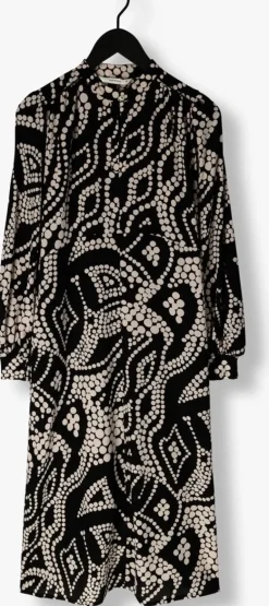 zwarte summum midi jurk dress irregular dots hammered