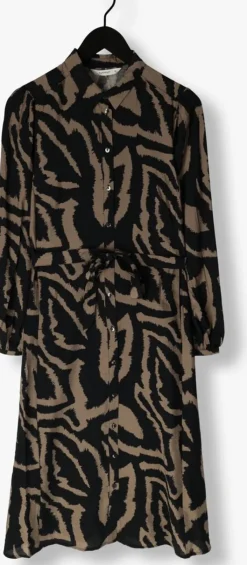 zwarte summum midi jurk dress abstract leaves