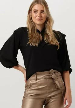 zwarte summum top jersey top 3/4 sleeve jersey and embroidery mic