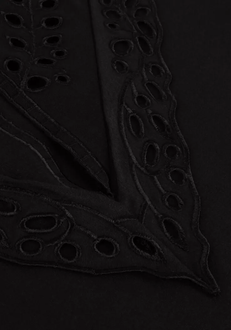 zwarte summum top jersey top 3/4 sleeve jersey and embroidery mic