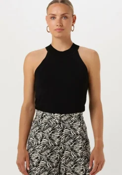 zwarte summum top tank top dull viscose polyamide knit