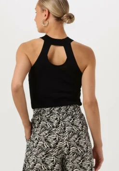 zwarte summum top tank top dull viscose polyamide knit