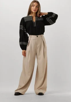 zwarte summum top top embroidered cotton poplin