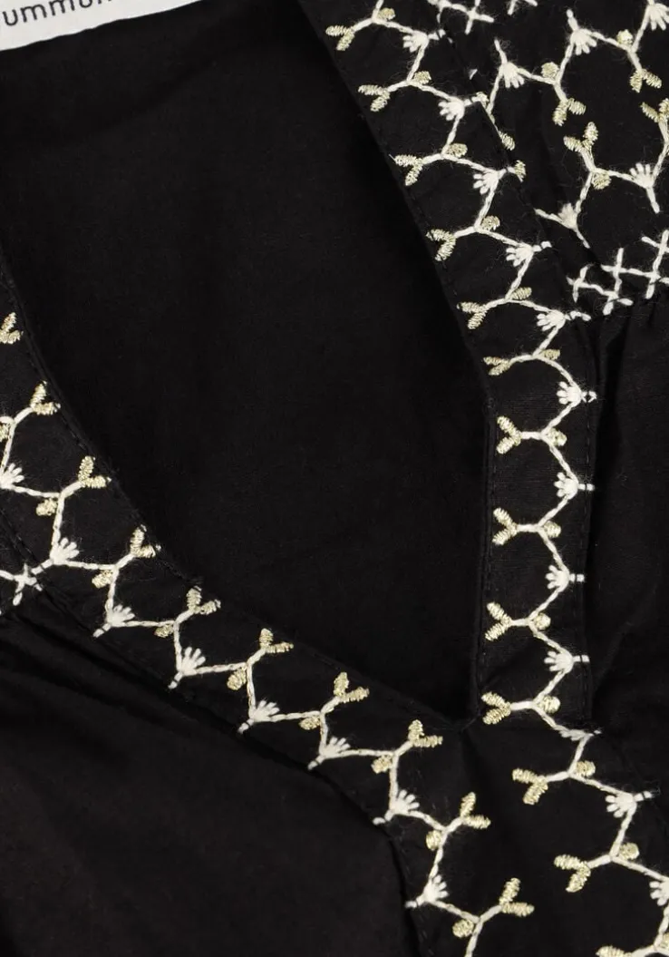 zwarte summum top top embroidered cotton poplin