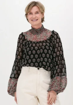 zwarte summum top top high neck ornament viscose