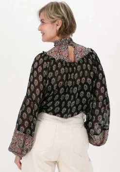 zwarte summum top top high neck ornament viscose