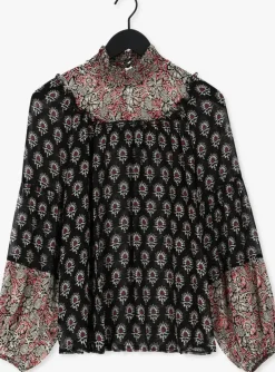 zwarte summum top top high neck ornament viscose