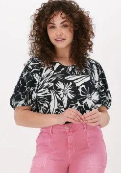 zwarte summum top top short sleeves two tone flo