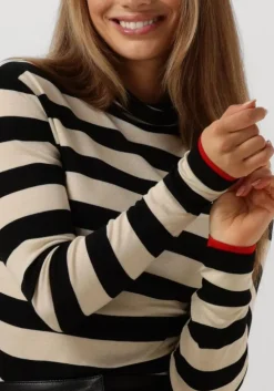 zwarte summum tops & t-shirts turtle neck top sheer jersey stripe