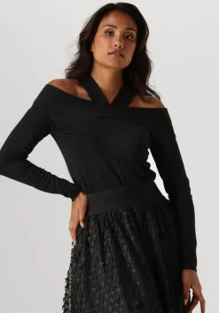 zwarte summum trui bare shoulder top dull