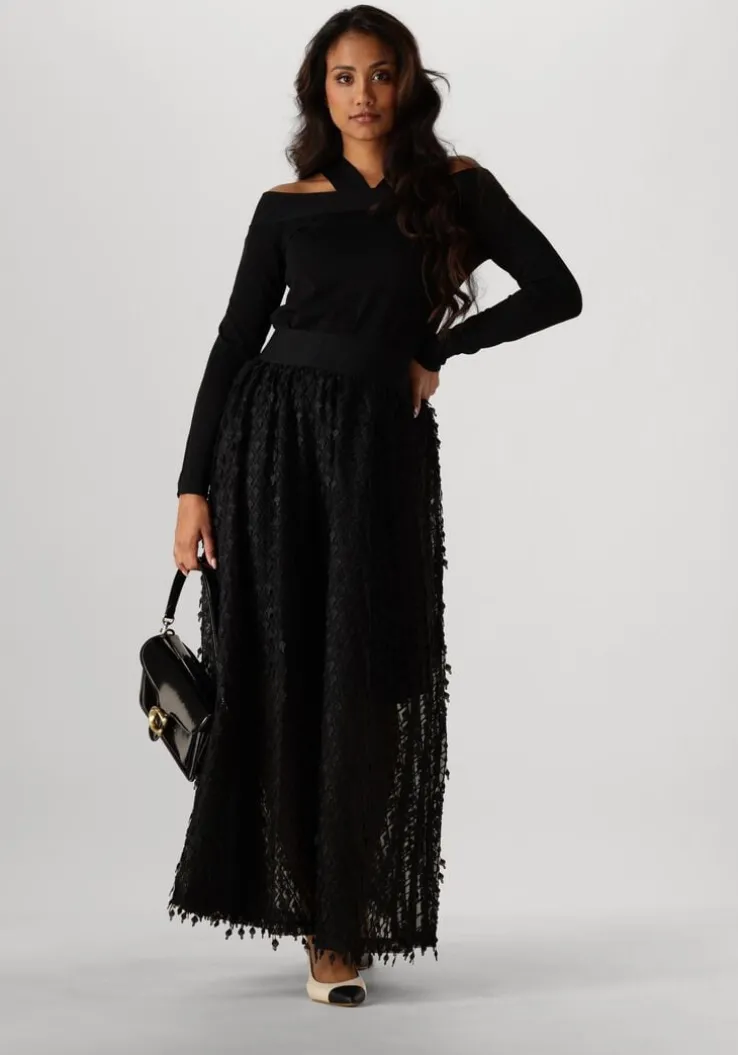 zwarte summum trui bare shoulder top dull