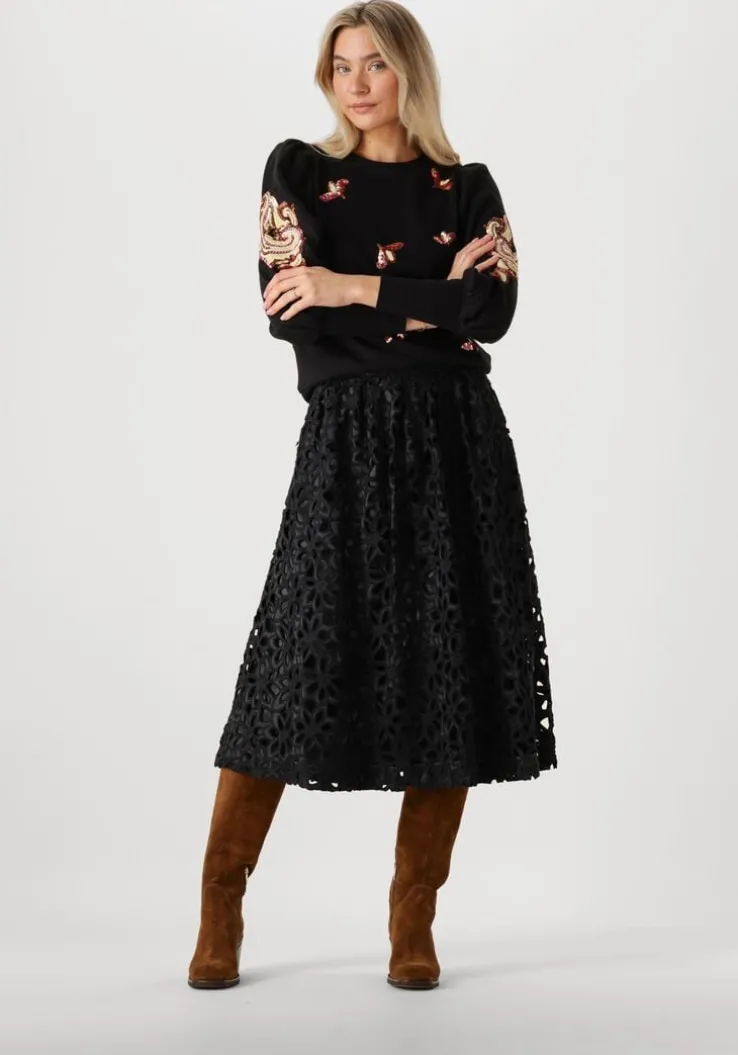 zwarte summum trui puff sleeve embellished sweater