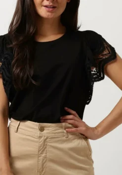 zwarte summum t-shirt jersey top tee with lace