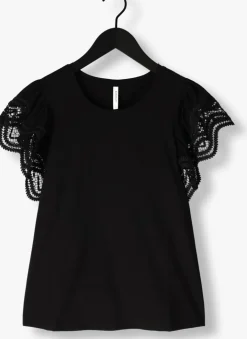 zwarte summum t-shirt jersey top tee with lace