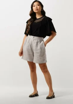 zwarte summum t-shirt short sleeve ruffle top crepe jersey