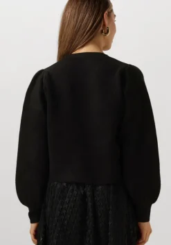 zwarte summum vest knitted cardigan leopard jacquard knit