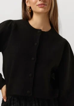 zwarte summum vest knitted cardigan leopard jacquard knit