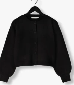 zwarte summum vest knitted cardigan leopard jacquard knit