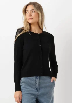 zwarte summum vest short cardigan soft viscose polyamide knit