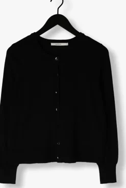 zwarte summum vest short cardigan soft viscose polyamide knit