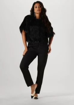 zwarte summum vest shortsleeve jacket faux feather fur