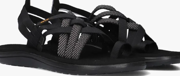 zwarte teva platte sandalen w voya strappy