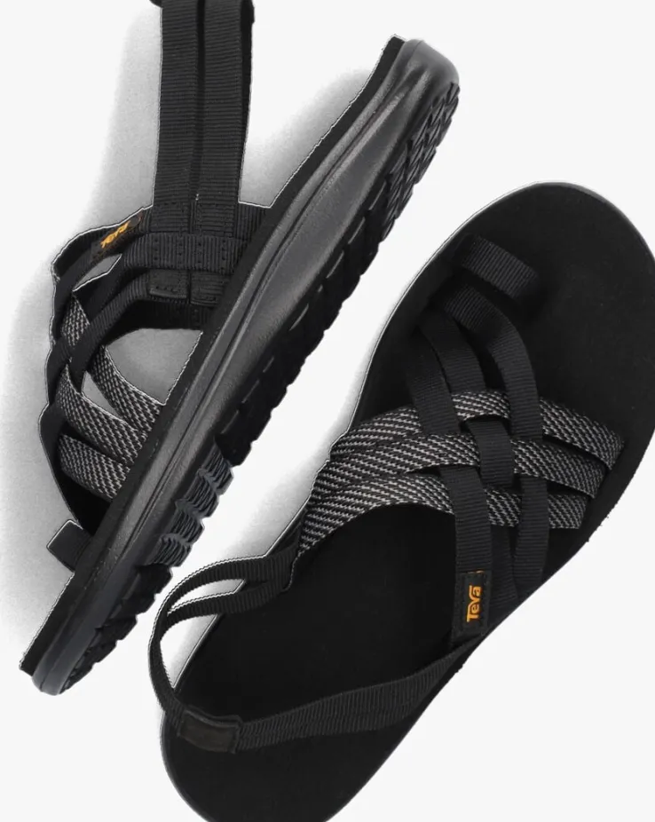 zwarte teva platte sandalen w voya strappy