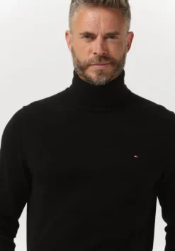 zwarte tommy hilfiger coltrui pima org ctn cashmere roll neck