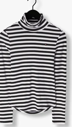 zwarte tommy hilfiger coltrui slim 5x2 rib roll-nk ls