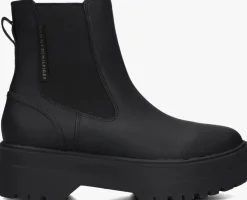 zwarte tommy hilfiger enkelboots rubberrised chelsea