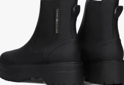 zwarte tommy hilfiger enkelboots rubberrised chelsea