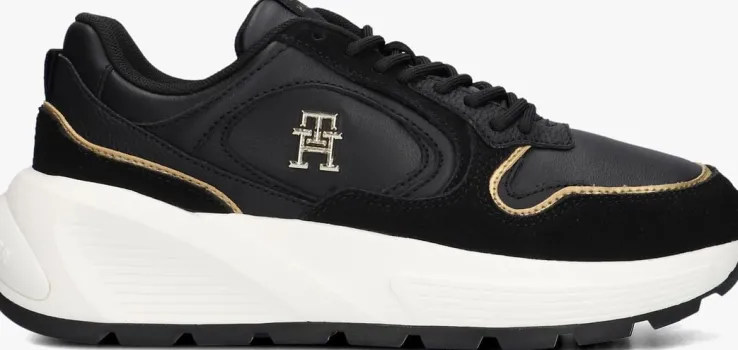 zwarte tommy hilfiger lage sneakers chunky fashion runner