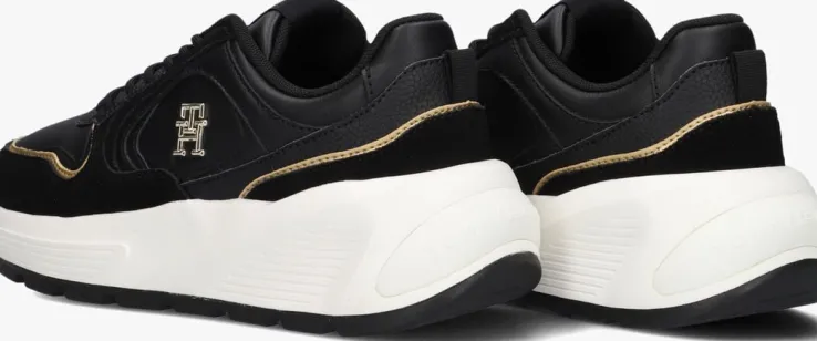 zwarte tommy hilfiger lage sneakers chunky fashion runner
