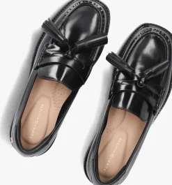 zwarte tommy hilfiger loafers tassel squarish toe lthr loafer