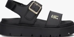 zwarte tommy hilfiger platte sandalen 33785