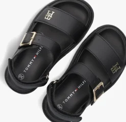 zwarte tommy hilfiger platte sandalen 33785