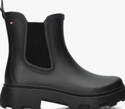zwarte tommy hilfiger regenlaarzen rubber flag cleated rainboot